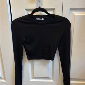Zara Black Long Sleeve Crop Top